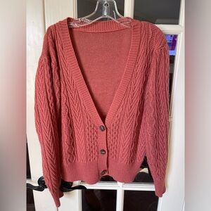 Women’s XL Dusty Rose Cable Knit Cardigan